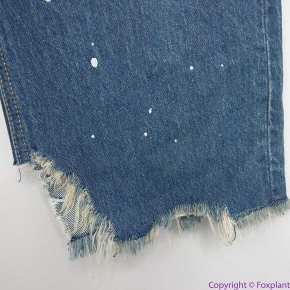NEW Free People paint splatter raw hem cropped‎ Maggie straight jeans, 31 - Picture 11 of 16